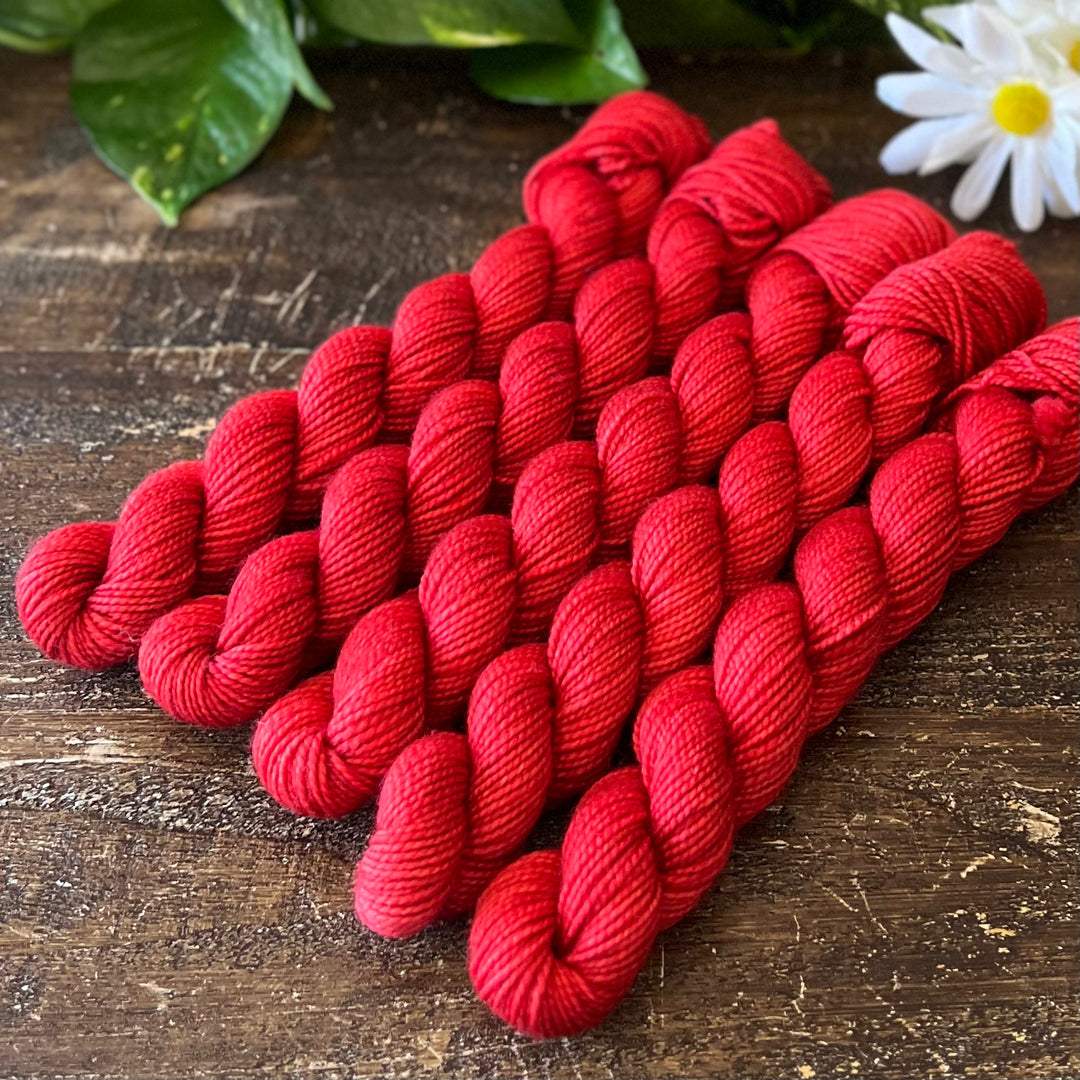 "Rooster Red" Mini Sock Hand-dyed Yarn