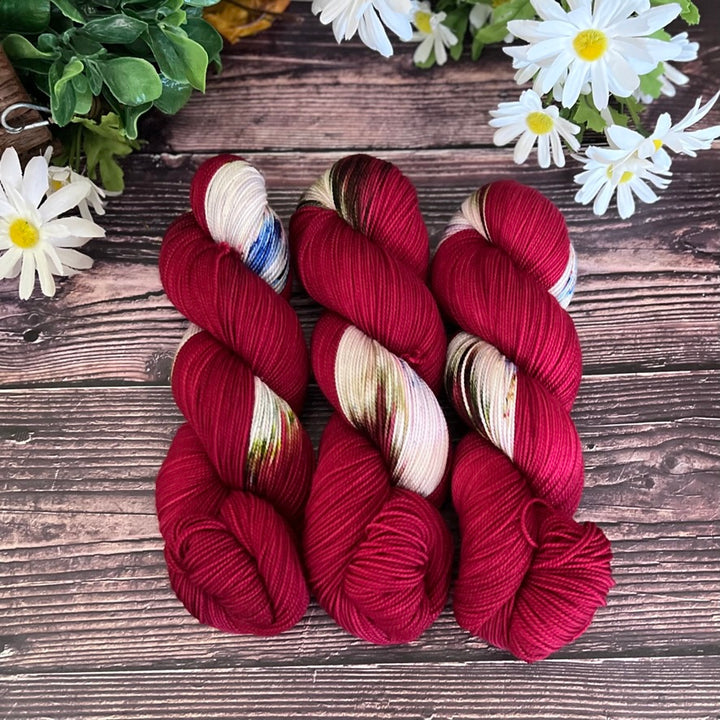 "Winter Cardinal" Assigned Pooling Hand-dyed Yarn