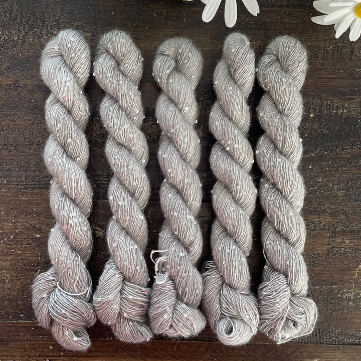 "Silver Fox" Sequin Hand-Dyed Yarn