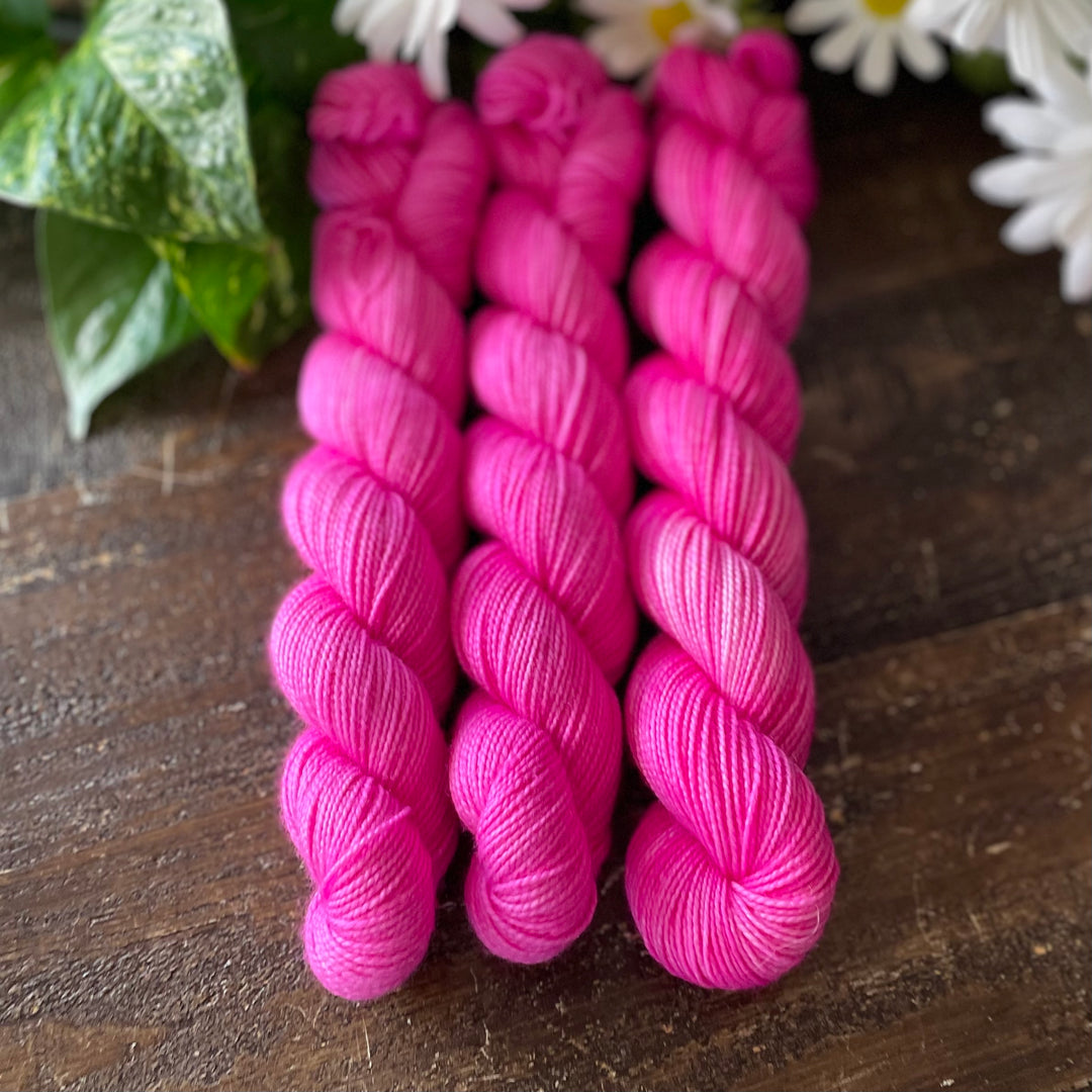 "Fuchsia" Deluxe Sock Halves Hand-Dyed Yarn