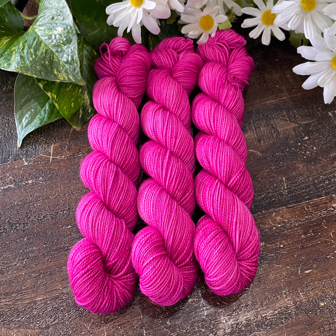 "Raspberry" Deluxe Sock Halves Hand-Dyed Yarn