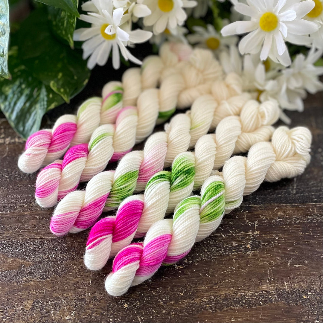 "Vintage Rose" Mini Sock Hand-dyed Yarn - Assigned Pooling