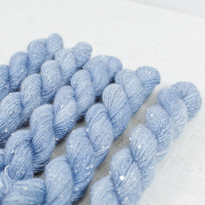 "Dusty Blue" Sequin Hand-Dyed Yarn