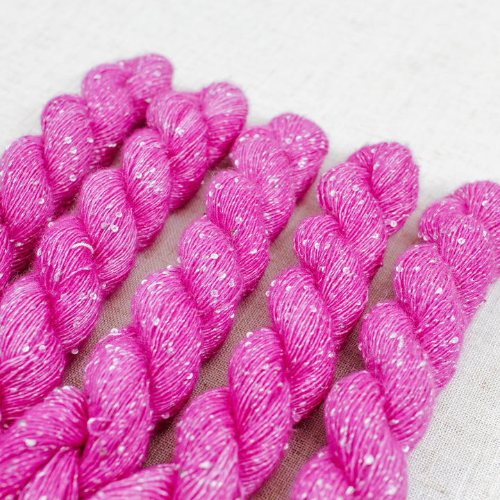 "Fuchsia" Sequin Hand-Dyed Yarn