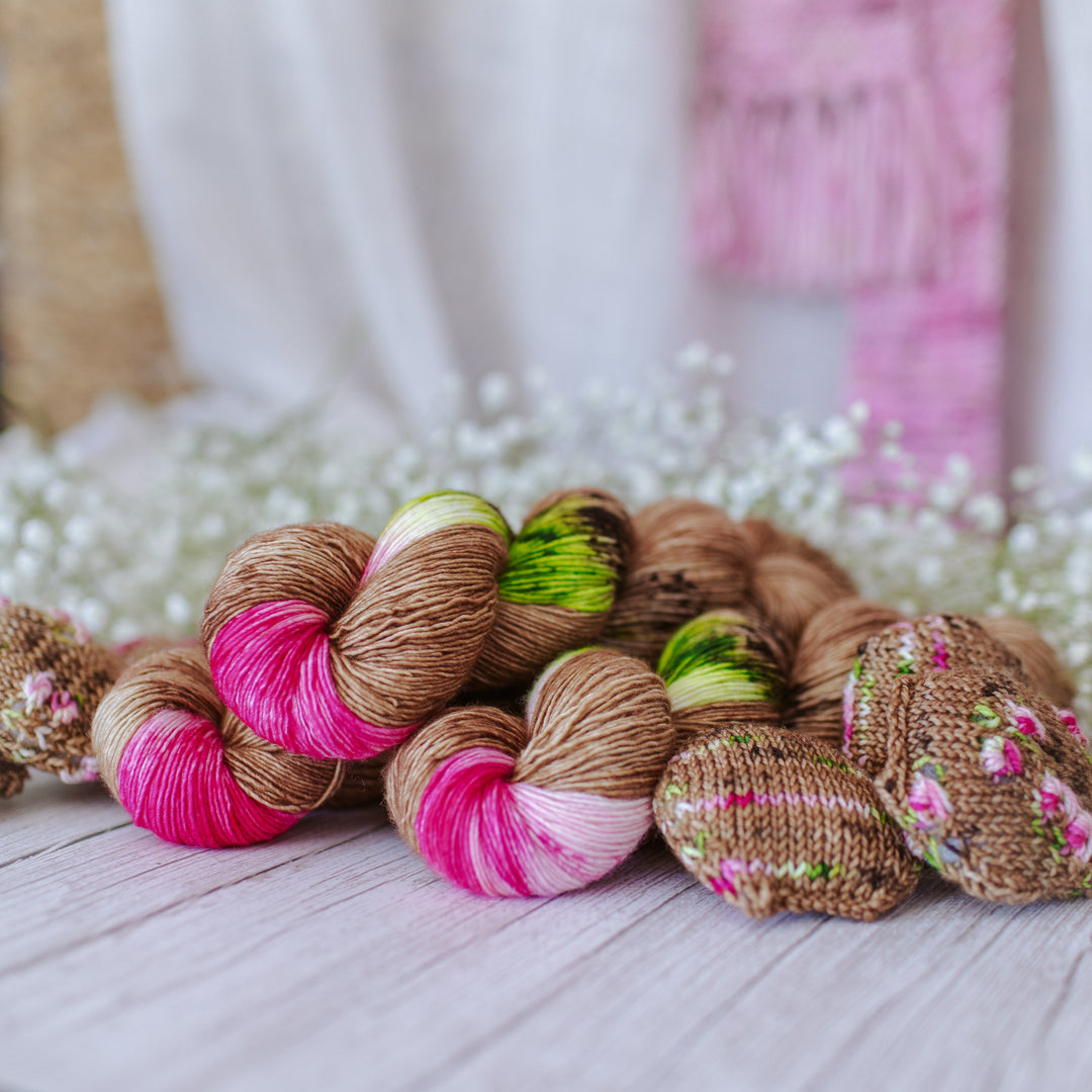 "Hibiscus" Assigned Pooling Hand-dyed Yarn