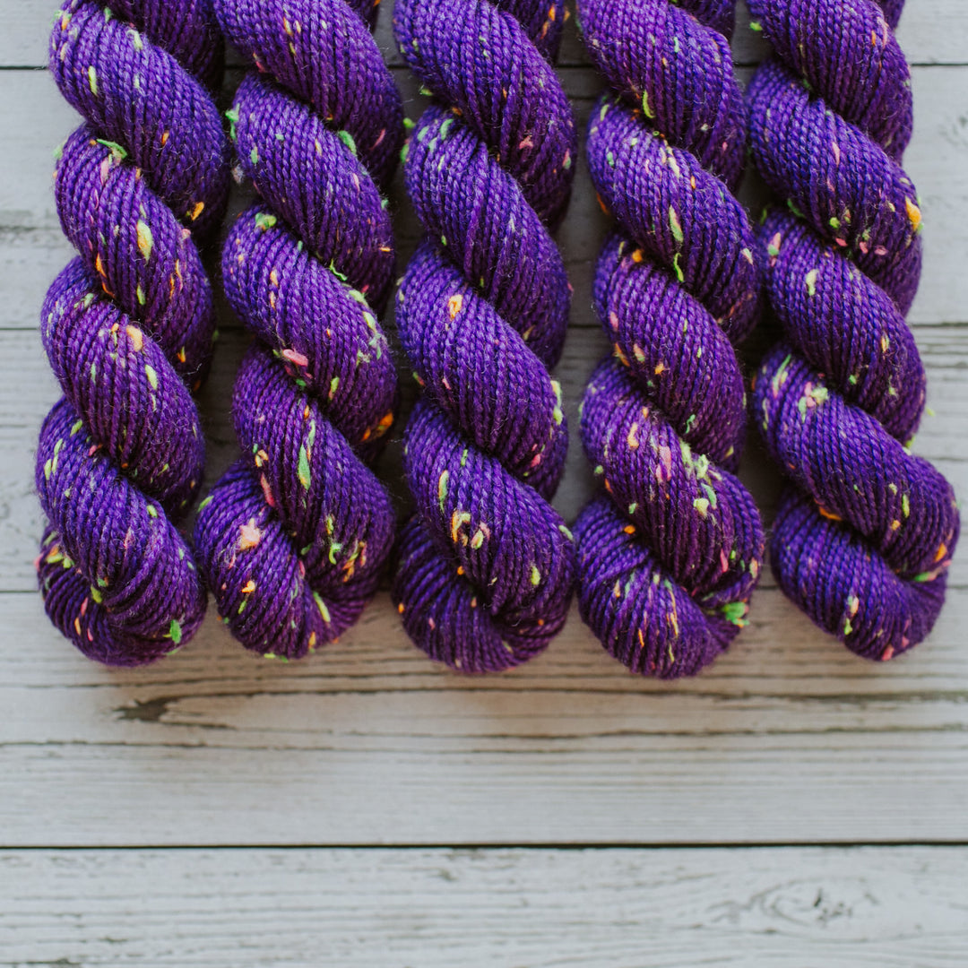 "Amethyst" Neon Tweed Mini Sock Hand-dyed Yarn