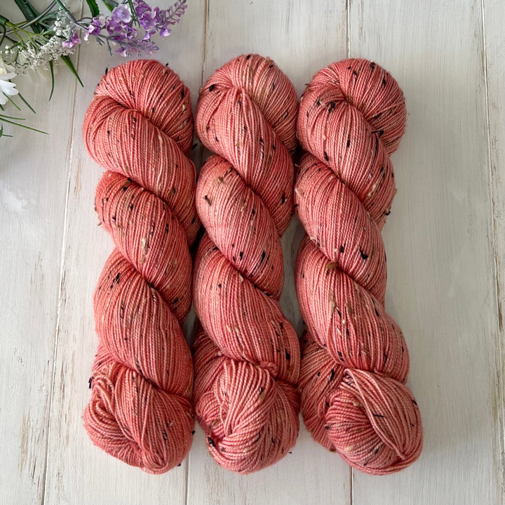 Apricot Tweed Sock  Hand-dyed Yarn