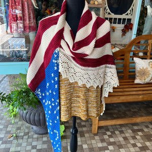 Patriotic Striped Shawl Hand-dyed Yarn Kit