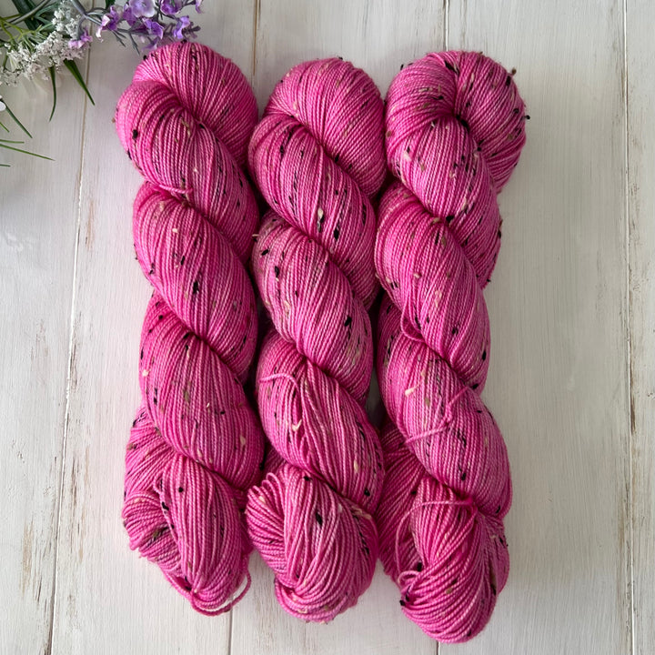 Pink Peony Tweed Sock  Hand-dyed Yarn