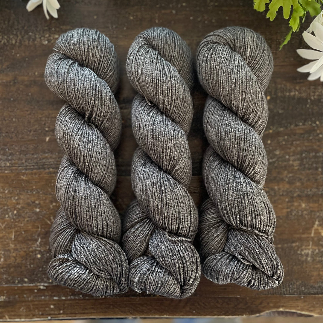 “Charcoal" Hand-dyed Merino/Cotton Yarn