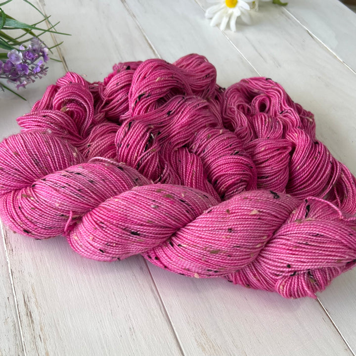 Pink Peony Tweed Sock  Hand-dyed Yarn
