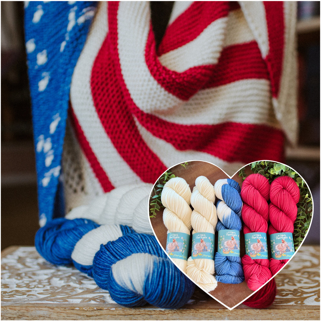 Patriotic Striped Shawl Hand-dyed Yarn Kit