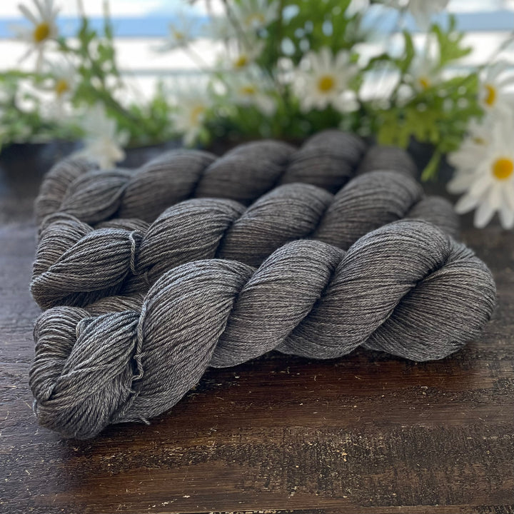 “Charcoal" Hand-dyed Merino/Cotton Yarn
