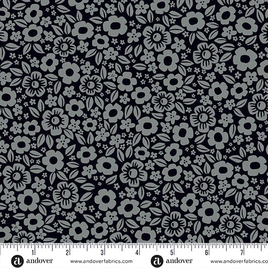 "Floral Fright Black" Ghostly Garden by KP Creates - YARDAGE