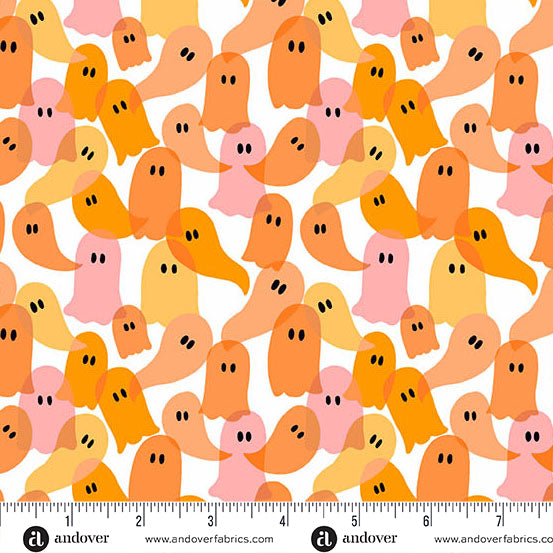 "Ghost Party Orange" Ghostly Garden by KP Creates - YARDAGE