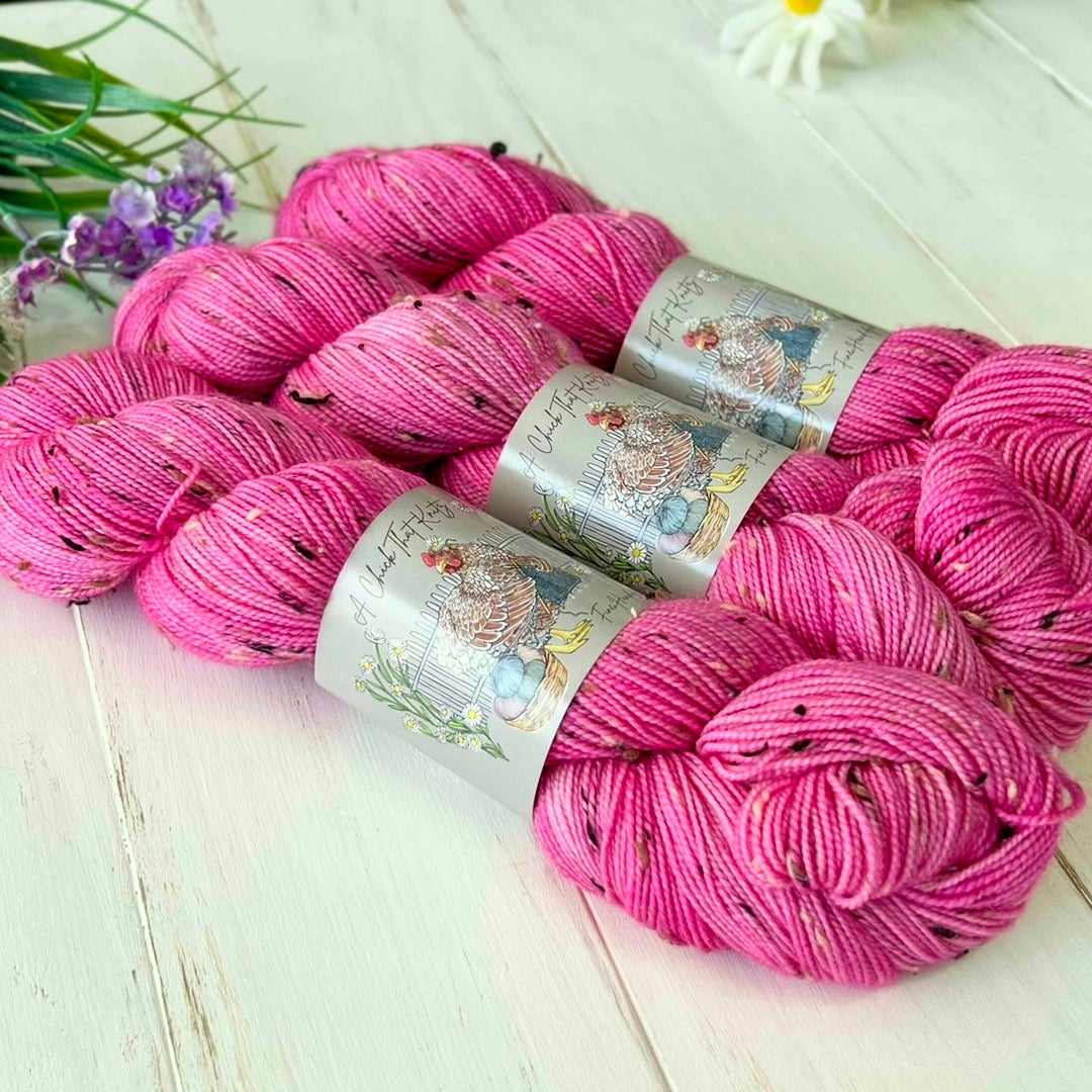 Pink Peony Tweed Sock  Hand-dyed Yarn