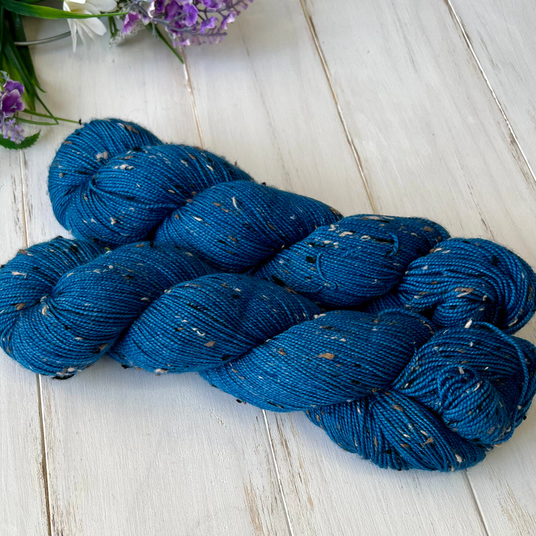 Prussian Blue Tweed Sock  Hand-dyed Yarn
