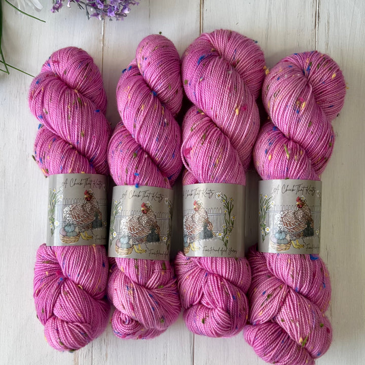 Bubblegum Confetti Tweed Sock  Hand-dyed Yarn