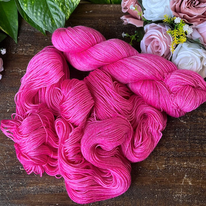 "Cheeky Pink" Merino/Bamboo Fingering Hand-dyed Yarn