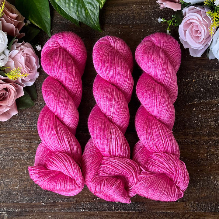 "Cheeky Pink" Merino/Bamboo Fingering Hand-dyed Yarn