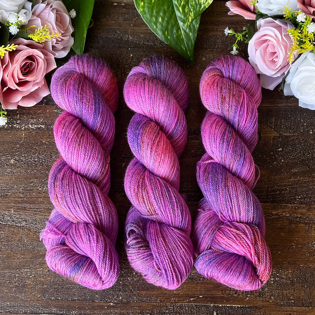 "Purple Passion" Merino/Bamboo Fingering Hand-dyed Yarn