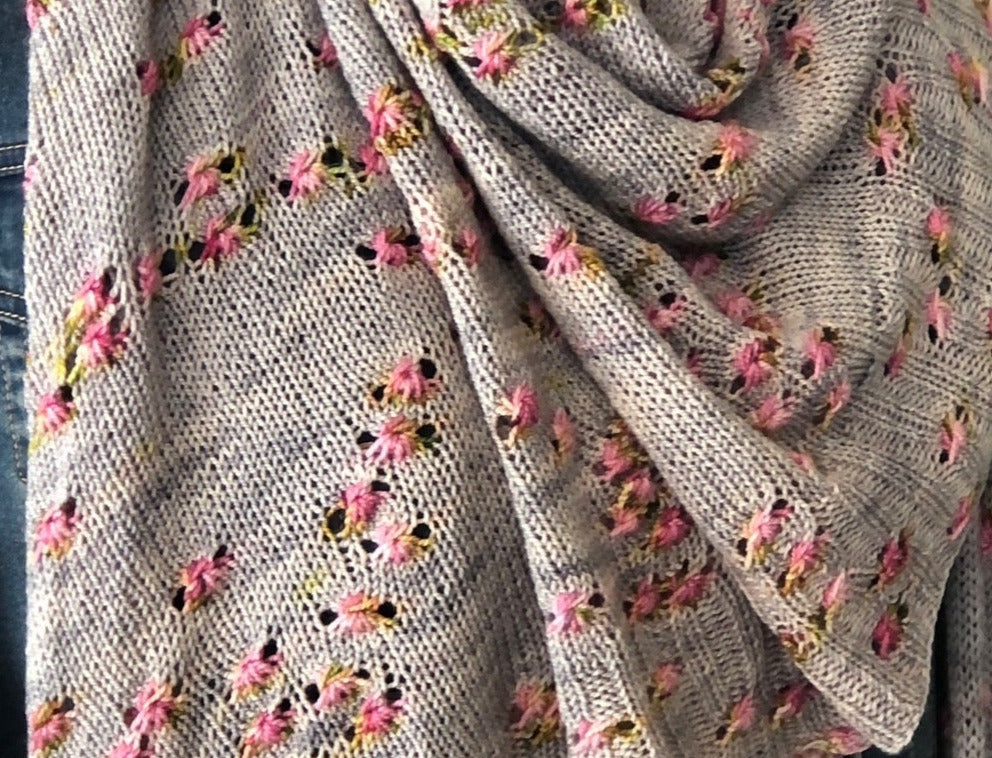 Trailing Flowers Shawl - Turtledove Assigned Pooling