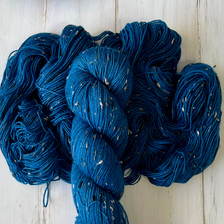 Prussian Blue Tweed Sock  Hand-dyed Yarn