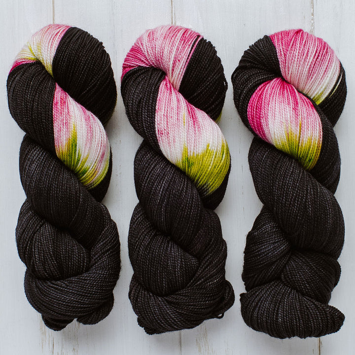 "Black Orchid" Assigned Pooling Hand-dyed Yarn