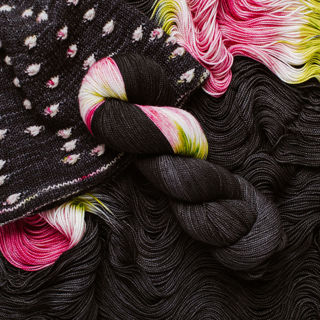 "Black Orchid" Assigned Pooling Hand-dyed Yarn
