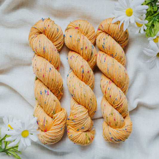 "Cantaloupe" Confetti Tweed Sock Hand-dyed Yarn