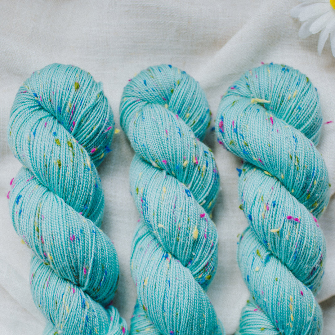 "Pool Party" Confetti Tweed Sock Hand-dyed Yarn