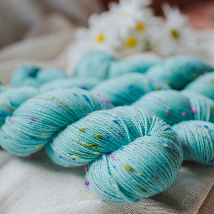 "Pool Party" Confetti Tweed Sock Hand-dyed Yarn