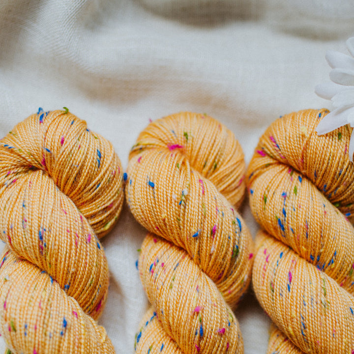 "Cantaloupe" Confetti Tweed Sock Hand-dyed Yarn