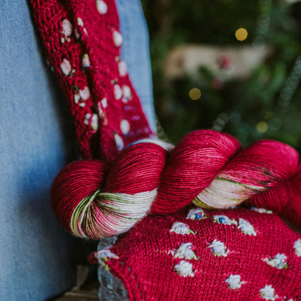 "Winter Cardinal" Assigned Pooling Hand-dyed Yarn
