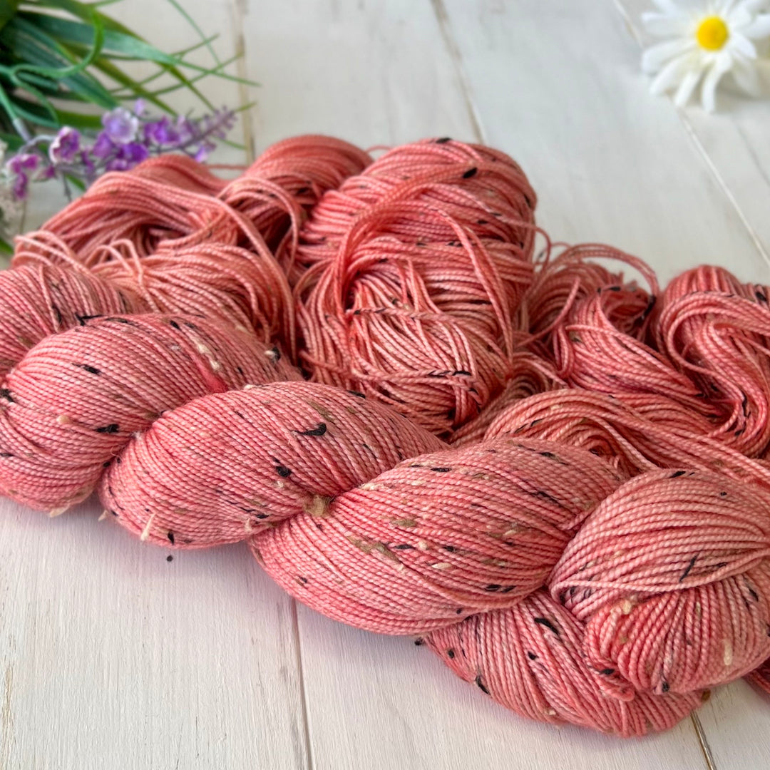 Apricot Tweed Sock  Hand-dyed Yarn