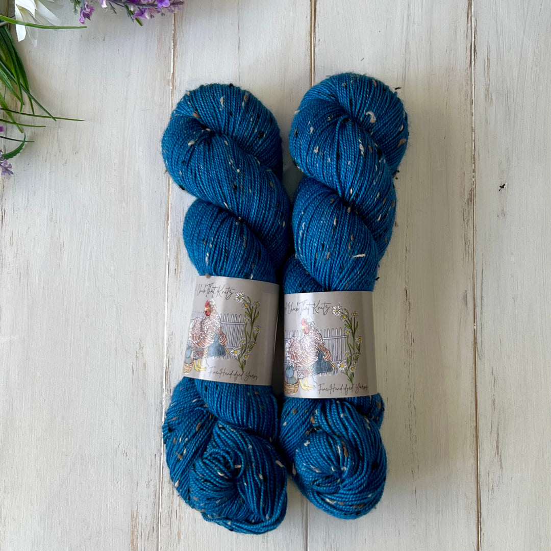 Prussian Blue Tweed Sock  Hand-dyed Yarn