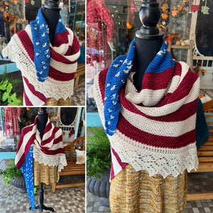 Patriotic Striped Shawl Hand-dyed Yarn Kit