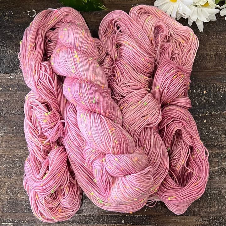 "Let Them Eat Cake" Neon Tweed Sock Hand-Dyed Yarn