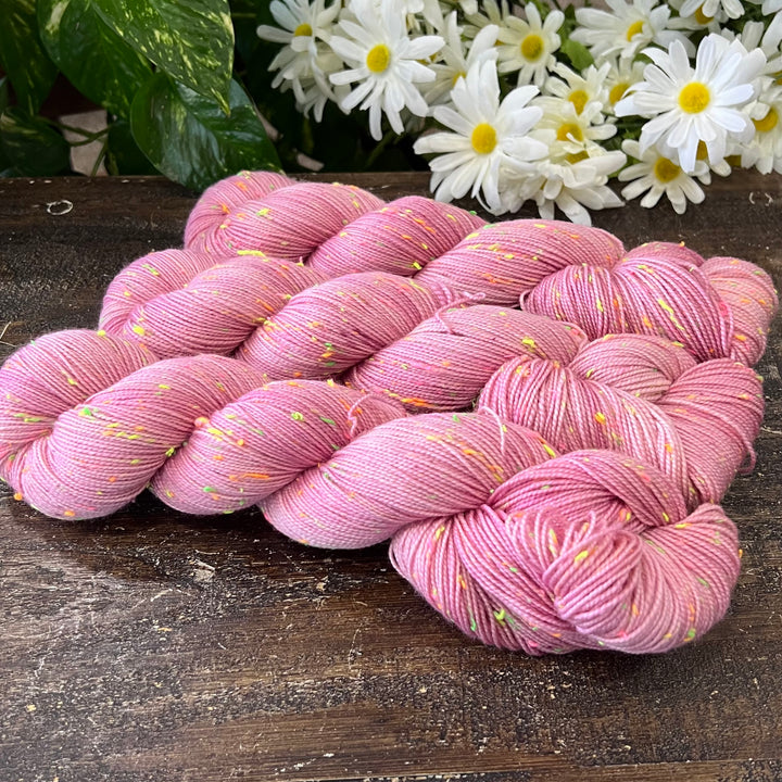"Let Them Eat Cake" Neon Tweed Sock Hand-Dyed Yarn
