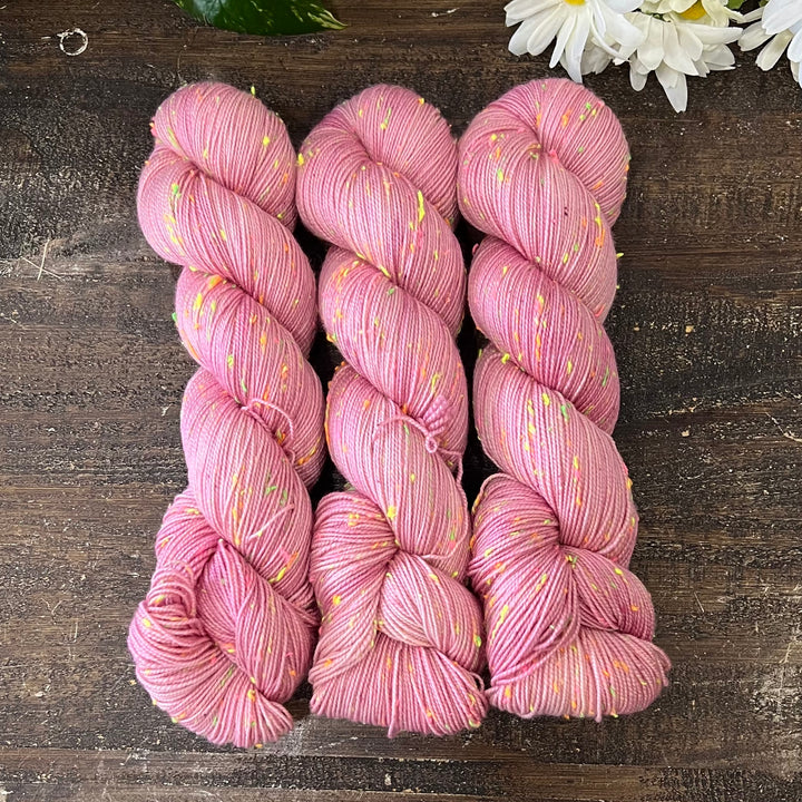 "Let Them Eat Cake" Neon Tweed Sock Hand-Dyed Yarn