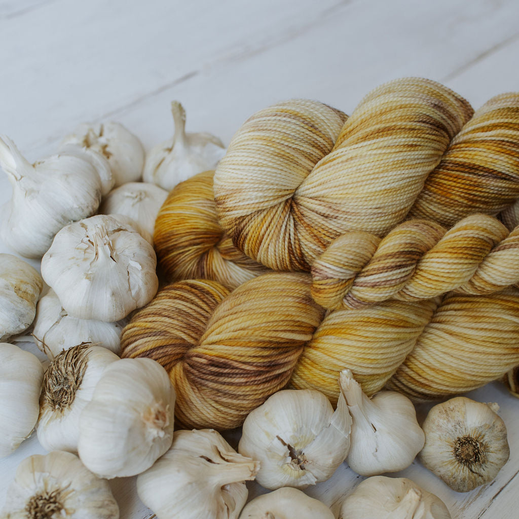 "Garlic" Hand-Dyed Yarn – Garden Collection