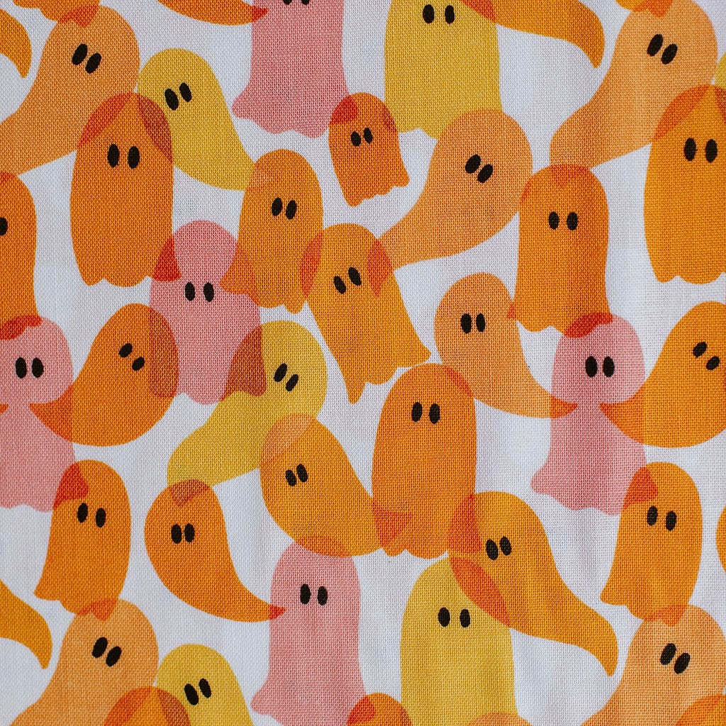 "Ghost Party Orange" Ghostly Garden by KP Creates - YARDAGE