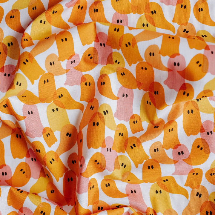 "Ghost Party Orange" Ghostly Garden by KP Creates - YARDAGE