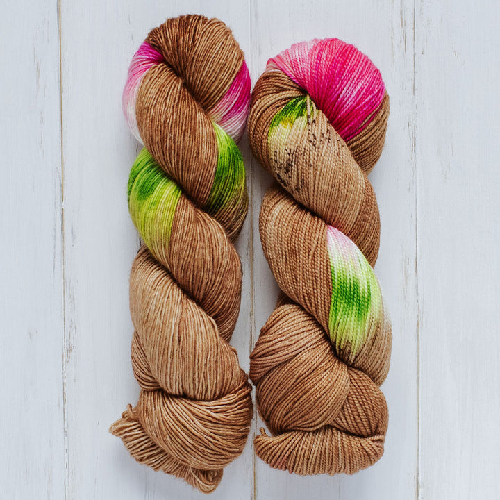 "Hibiscus" Assigned Pooling Hand-dyed Yarn