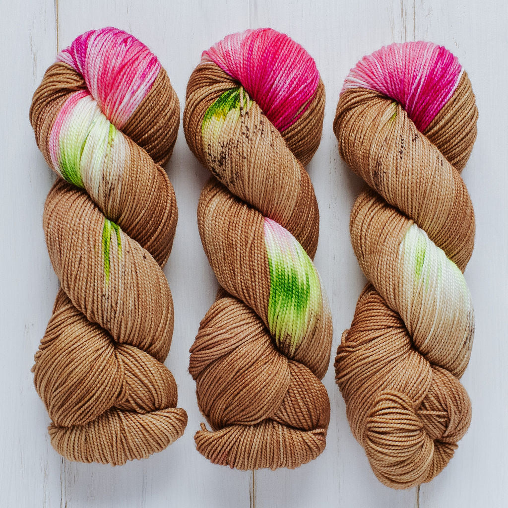 "Hibiscus" Assigned Pooling Hand-dyed Yarn