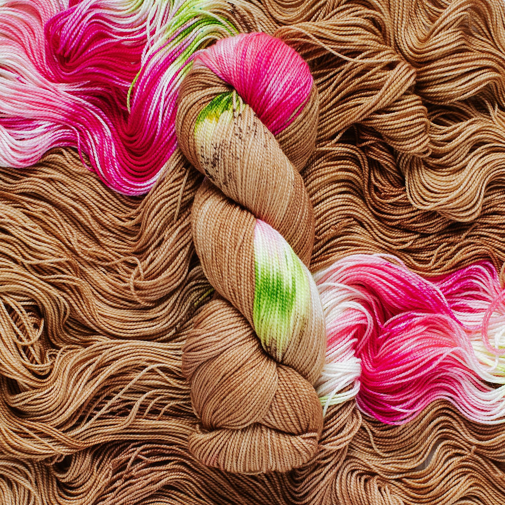 "Hibiscus" Assigned Pooling Hand-dyed Yarn