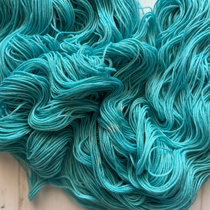 "Turquoise" Hand-Dyed Merino/Cotton Fingering Yarn