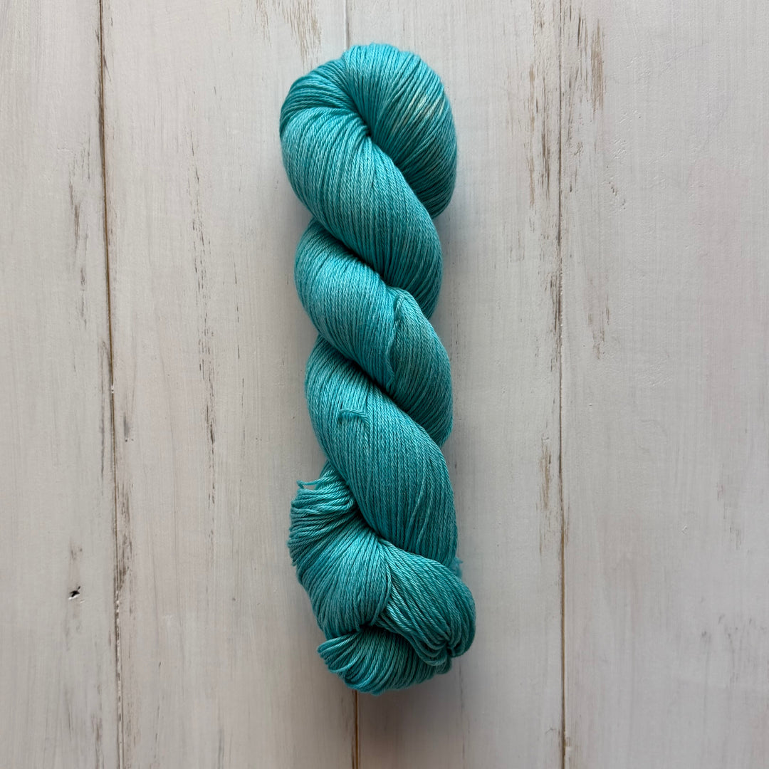 "Turquoise" Hand-Dyed Merino/Cotton Fingering Yarn