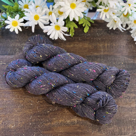 "Charcoal" Confetti Tweed Hand-dyed Yarn