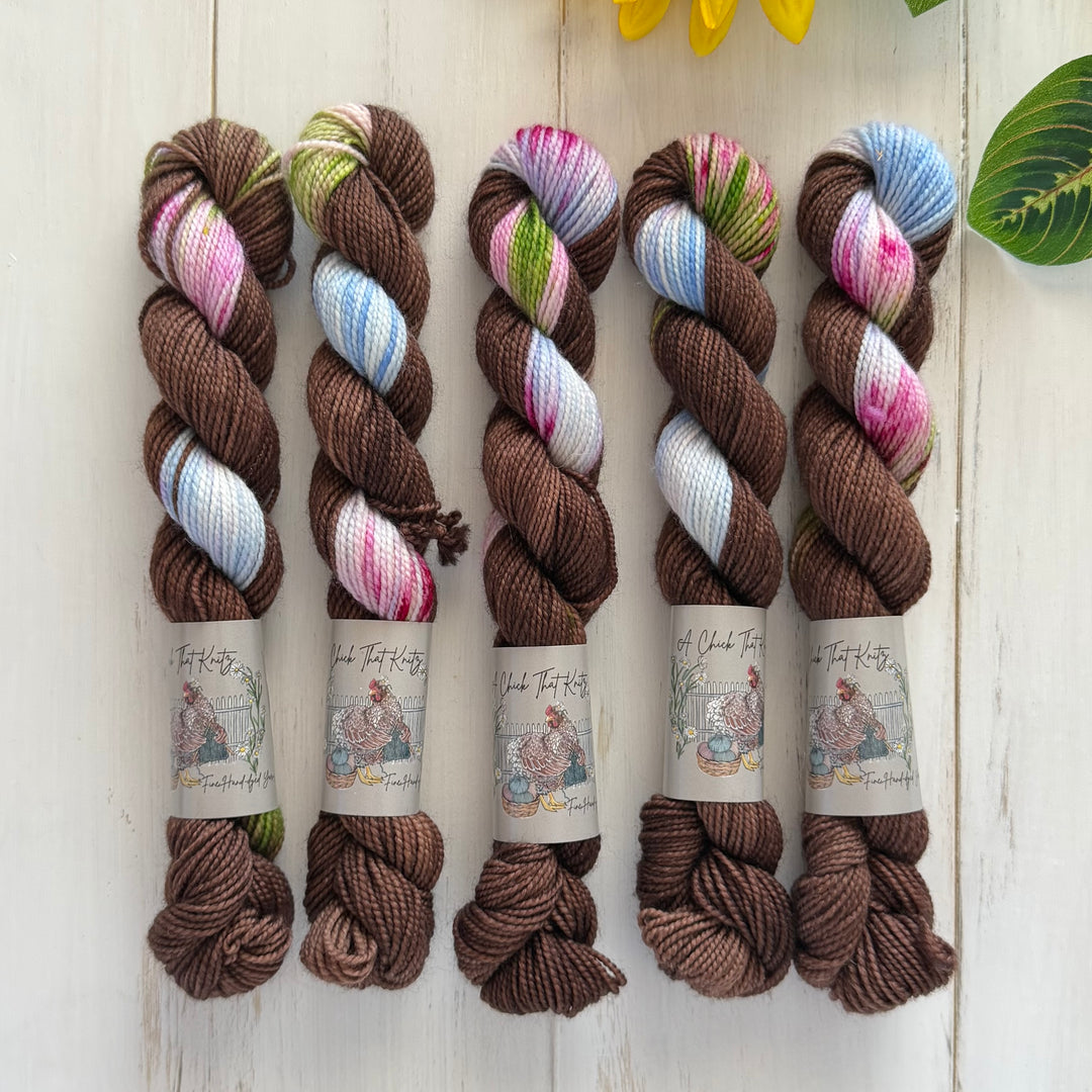 "Basket of Berries" Mini Sock Hand-dyed Yarn - Assigned Pooling
